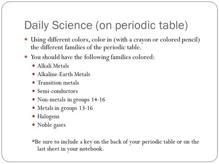 Daily Science (on periodic table)
