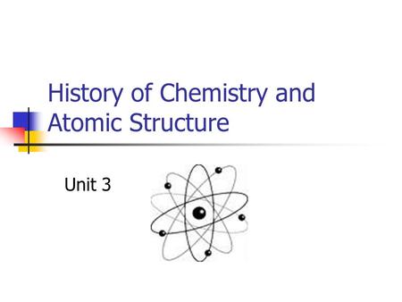 History of Chemistry and Atomic Structure Unit 3.