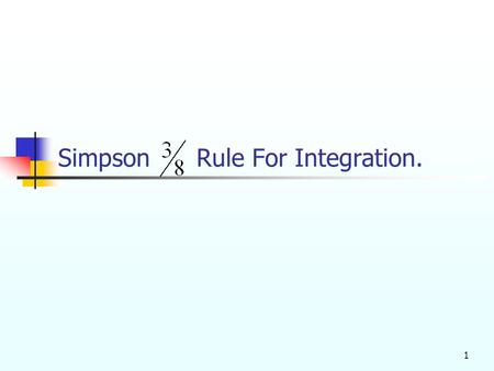 Simpson Rule For Integration.