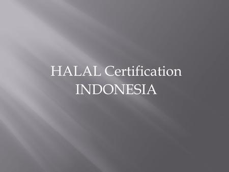 HALAL Certification INDONESIA.  MUSLIMS 88%  NON-MUSLIMS 12%  TOTAL 230 M.
