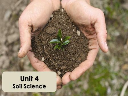 Unit 4 Soil Science. Importance of Soil What is soil? Holds water and nutrients for plants Natural filter Stores and recycles nutrients Fertile soil =
