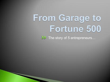 The story of 5 entrepreneurs…. Business Management January 31, 2012.