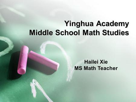 Yinghua Academy Middle School Math Studies Hailei Xie MS Math Teacher.