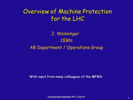 Overview of Machine Protection for the LHC