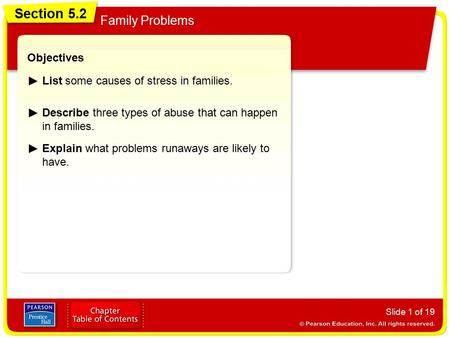 Section 5.2 Family Problems Objectives
