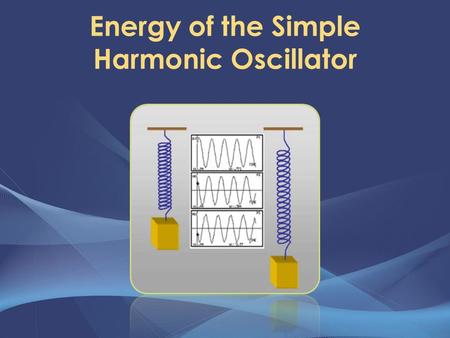Energy of the Simple Harmonic Oscillator. The Total Mechanical Energy (PE + KE) Is Constant KINETIC ENERGY: KE = ½ mv 2 Remember v = -ωAsin(ωt+ ϕ ) KE.