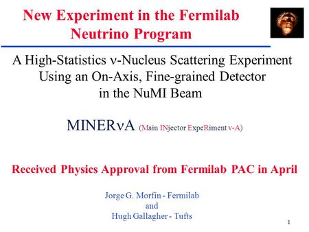 1 A High-Statistics -Nucleus Scattering Experiment Using an On-Axis, Fine-grained Detector in the NuMI Beam Jorge G. Morfín - Fermilab and Hugh Gallagher.