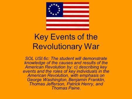 Key Events of the Revolutionary War