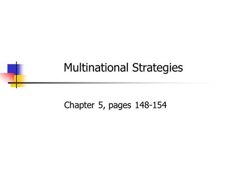 Multinational Strategies Chapter 5, pages 148-154.
