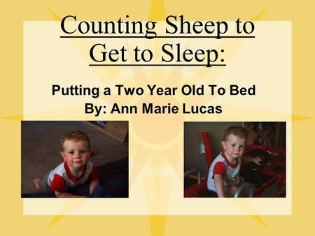 Counting Sheep to Get to Sleep: Putting a Two Year Old To Bed By: Ann Marie Lucas.