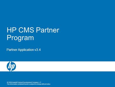 HP CMS Partner Program Partner Application v3.4.