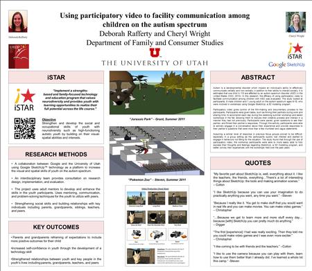 Using participatory video to facility communication among children on the autism spectrum Deborah Rafferty and Cheryl Wright Department of Family and Consumer.
