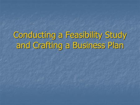 Conducting a Feasibility Study and Crafting a Business Plan.