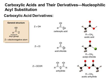 Carboxylic Acids and Their Derivatives—Nucleophilic Acyl Substitution