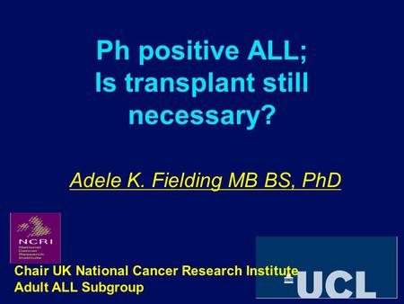 Ph positive ALL; Is transplant still necessary. Adele K