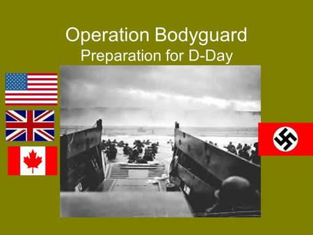 Operation Bodyguard Preparation for D-Day. WWII Review France falls to the Nazis 1940 Allies take North Africa in 1943 Allies take control of Italy it.