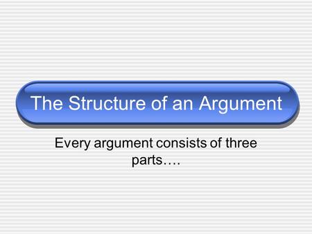 The Structure of an Argument Every argument consists of three parts….