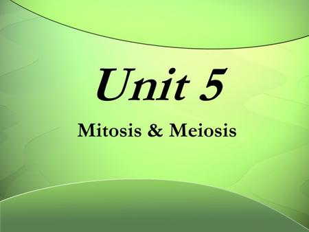 Unit 5 Mitosis & Meiosis.