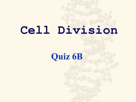Cell Division Quiz 6B. Parent cell a cell that is ready to begin mitosis.