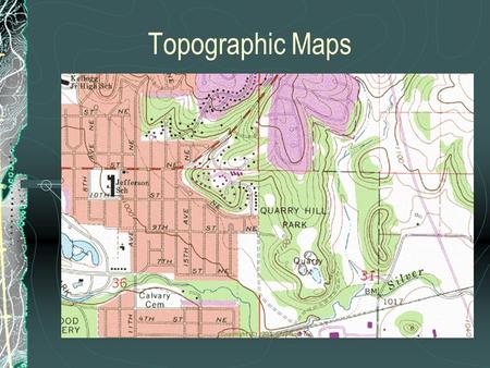 Topographic Maps. Contour lines A line which connects points of equal elevation. Index Contours: Thick contour lines which have the elevation written.