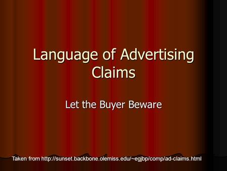Language of Advertising Claims