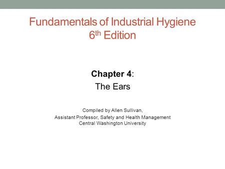 Fundamentals of Industrial Hygiene 6th Edition