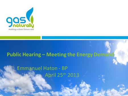Public Hearing – Meeting the Energy Demand Emmanuel Haton - BP April 25 th 2013.
