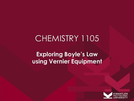 Exploring Boyle’s Law using Vernier Equipment