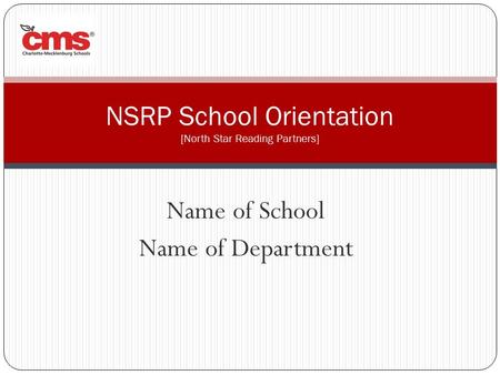 NSRP School Orientation [North Star Reading Partners]