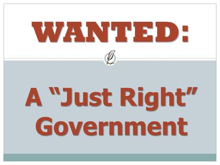 A “Just Right” Government