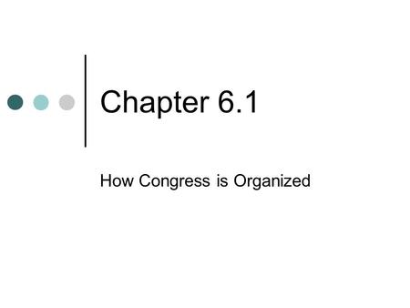 Chapter 6.1 How Congress is Organized. Terms of Congress The Framers of the U.S. Constitution intended the legislative branch to be the most powerful.