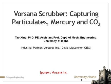 Vorsana Scrubber: Capturing Particulates, Mercury and CO2