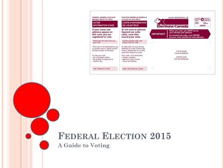 F EDERAL E LECTION 2015 A Guide to Voting. P ROGRAM S UPPORTERS Information in this presentation is provided as a public service by the agencies shown.