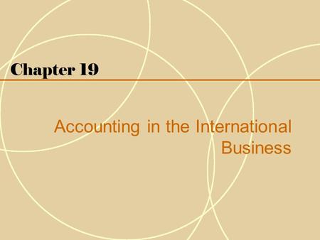 Accounting in the International Business