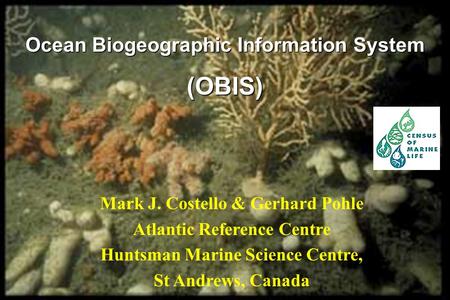 Mark J. Costello & Gerhard Pohle Atlantic Reference Centre Huntsman Marine Science Centre, St Andrews, Canada Ocean Biogeographic Information System (OBIS)
