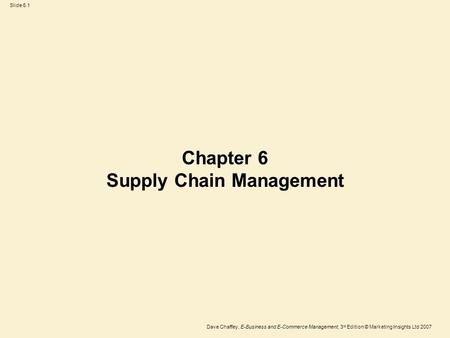 Chapter 6 Supply Chain Management