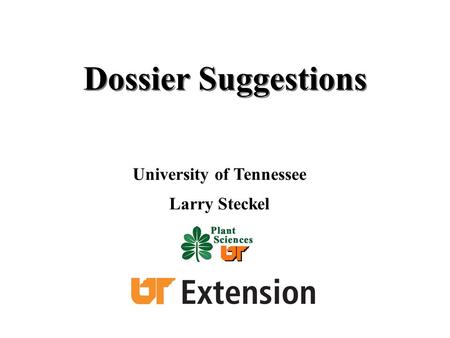 Dossier Suggestions University of Tennessee Larry Steckel.