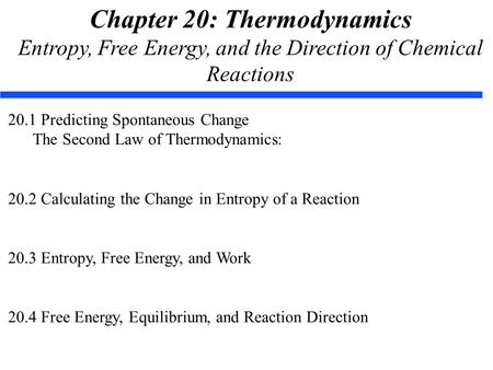 Chapter 20: Thermodynamics