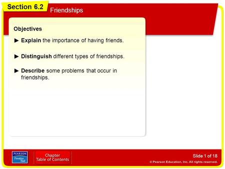 Section 6.2 Friendships Objectives