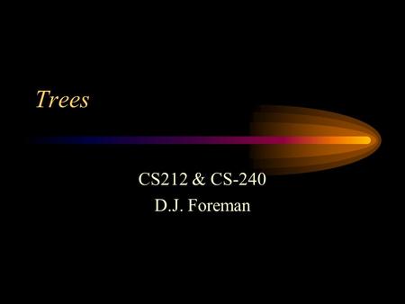 Trees CS212 & CS-240 D.J. Foreman. What is a Tree A tree is a finite set of one or more nodes such that: –There is a specially designated node called.