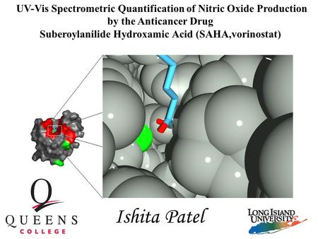 UV-Vis Spectrometric Quantification of Nitric Oxide Production by the Anticancer Drug Suberoylanilide Hydroxamic Acid (SAHA,vorinostat) Ishita Patel.