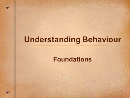 1 Understanding Behaviour Foundations. 2 ~Getting Connected~ Name.