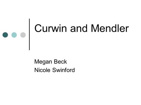 Curwin and Mendler Megan Beck Nicole Swinford. Richard Curwin Born May 25, 1944 Received his B.A in English and Doctorate of Education at the University.