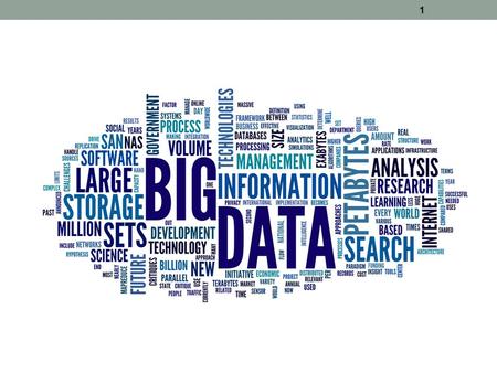 1. Big Data A broad term for data sets so large or complex that traditional data processing applications ae inadequate. 2.