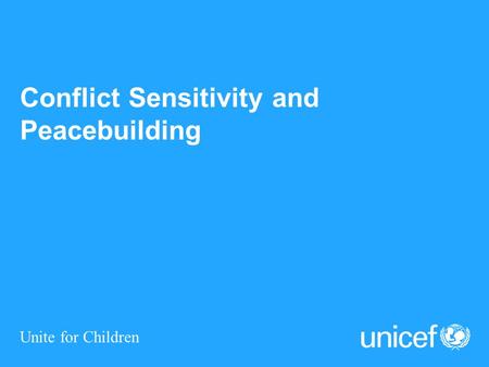 Conflict Sensitivity and Peacebuilding