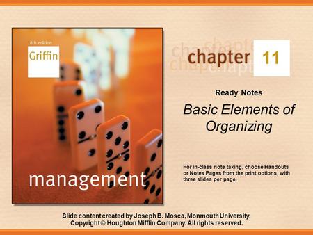 Ready Notes Basic Elements of Organizing