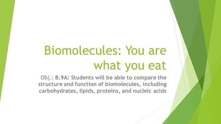 Biomolecules: You are what you eat