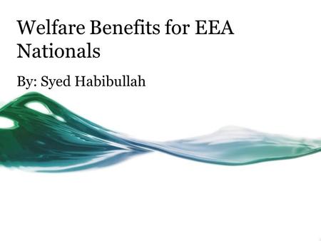 Welfare Benefits for EEA Nationals By: Syed Habibullah.
