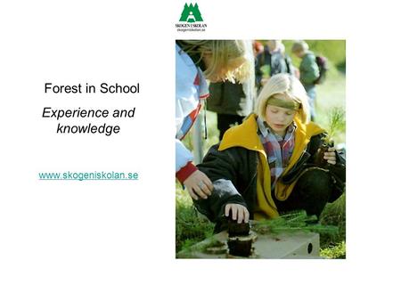 Forest in School Experience and knowledge www.skogeniskolan.se.