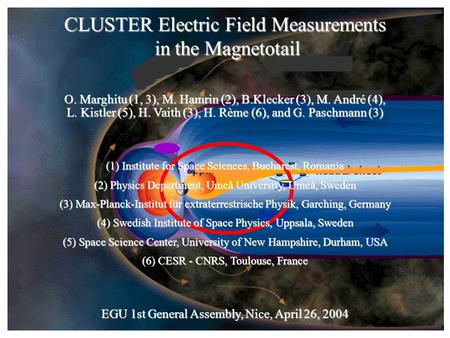 CLUSTER Electric Field Measurements in the Magnetotail O. Marghitu (1, 3), M. Hamrin (2), B.Klecker (3), M. André (4), L. Kistler (5), H. Vaith (3), H.